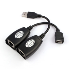 USB 2.0 Extension Adapter Extender to 50m USB2.0 to RJ45 150ft USB Cable Type 2.0 PVC Black Over Cat5 Cat5e Cat6